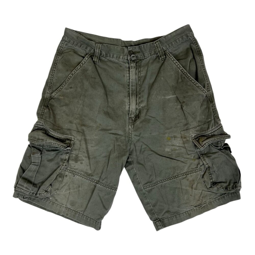 Vintage Sideout Cargo Shorts Size 32 Green Thrashed Surf Grunge